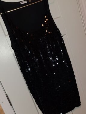 DKNY Black Sequin Tank Dress